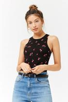 Forever21 Cherry Print Crop Top