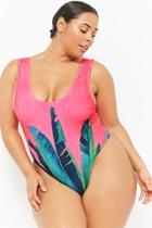 Forever21 Plus Size Kulani Kinis Palm Leaf One-piece Swimsuit