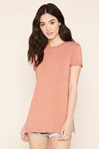 Forever21 Women's  Salmon Heathered Side-slit Tunic