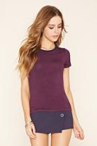 Forever21 Women's  Navy & Red Striped T-shirt