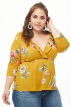Forever21 Plus Size Floral Ruffle-trim Top