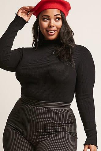 Forever21 Plus Size Ribbed Lettuce-edge Top
