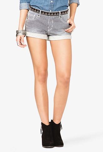 Forever21 Railroad Stripe Denim Shorts