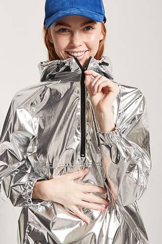 Forever21 Metallic Coated Anorak