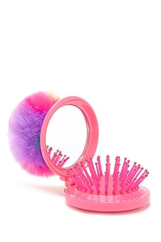 Forever21 Pom Pom Pop-up Mirror & Brush