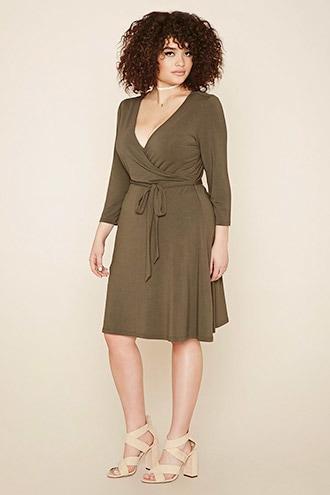 Forever21 Plus Women's Olive Plus Size Surplice Dress
