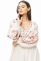 Forever21 Geo Embroidered Babydoll Top