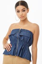 Forever21 Strapless Chambray Top