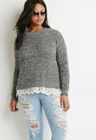 Forever21 Plus Lace-trim Marled Sweater