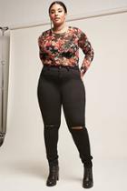 Forever21 Plus Size High-rise Ripped Knee Denim Jeans