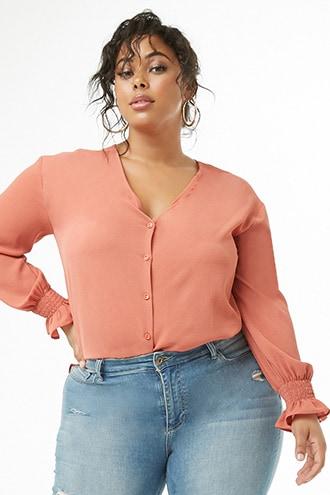 Forever21 Plus Size Crepe Split-side Shirt