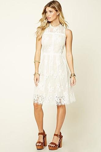 Forever21 Women's  Crochet Lace Midi Dress