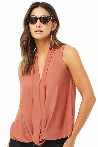 Forever21 Contemporary Pleated Chiffon Blouse