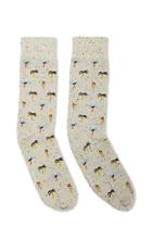 Forever21 Men Richer Poorer Island Print Crew Socks