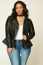 Forever21 Plus Women's  Plus Size Quilted Moto Jacket