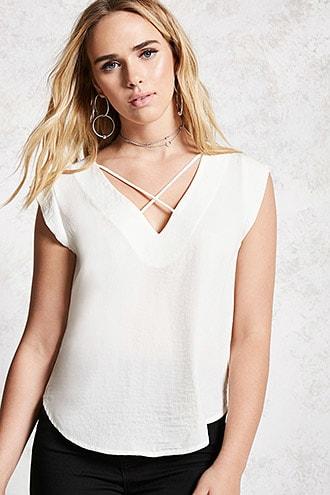 Forever21 Satin Crisscross Top