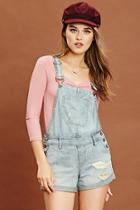 Forever21 Women's  Distressed Denim Overall Shorts