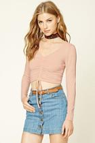 Forever21 Women's  Ruched-front Crop Top