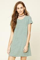 Forever21 Women's  Green Heathered Knit T-shirt Dress
