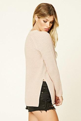 Forever21 Women's  Mauve Boxy Ribbed Knit Sweater