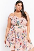 Forever21 Plus Size Floral Houndstooth Fit & Flare Dress