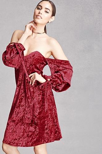 Forever21 Crushed Velvet Sweetheart Dress