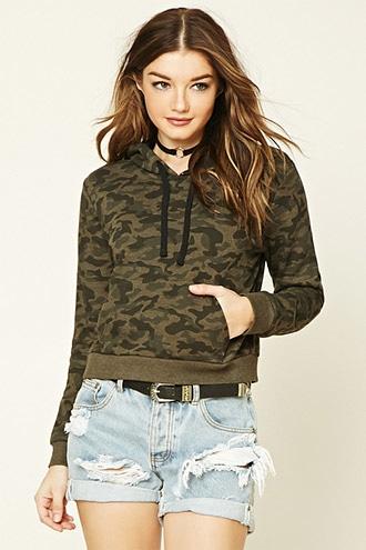 Forever21 Women's  Camo Print Hoodie