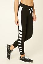 Forever21 Women's  Black & White Active Striped Capri Leggings