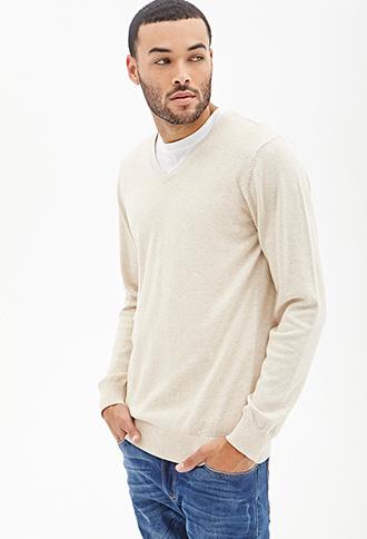 21 Men 21 Men V-neck Knit Sweater Oatmeal X-small