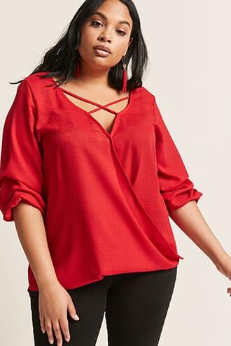 Forever21 Plus Size High-low Pickup Sleeve Top