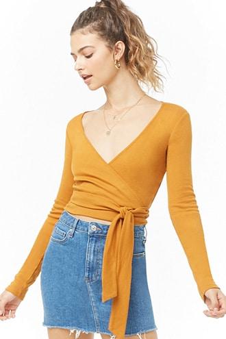 Forever21 Surplice Self-tie Crop Top