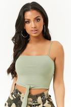 Forever21 Ribbed Tie-front Cropped Cami