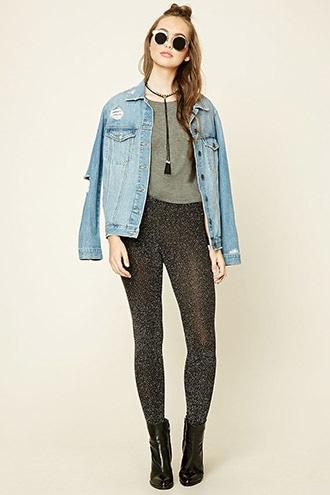 Forever21 Women's  Glitter Texture Leggings