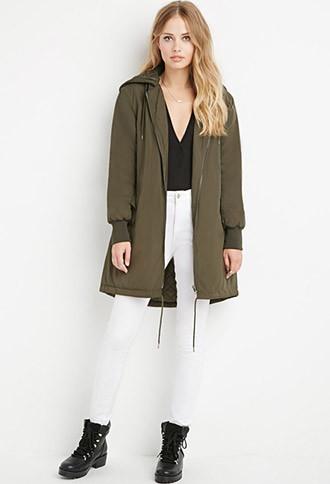 Forever21 Longline Hooded Anorak