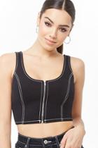 Forever21 Topstitched Zip-front Crop Top