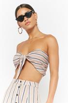 Forever21 Striped Tie-front Bandeau Top