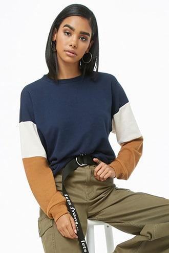 Forever21 Colorblock Drop-shoulder Sweatshirt