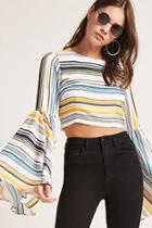 Forever21 Striped Bell-sleeve Crop Top