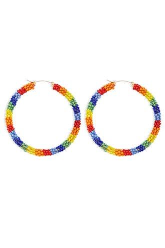 Forever21 Oversized Multicolor Beaded Hoop Earrings