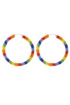 Forever21 Oversized Multicolor Beaded Hoop Earrings