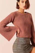 Forever21 Chunky Ribbed Knit Trumpet-sleeve Sweater