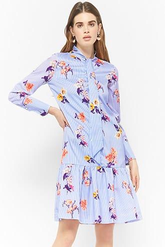 Forever21 Pinstripe Drop Hem Dress