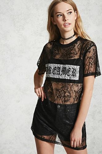Forever21 Lace Dreamer Graphic Tunic