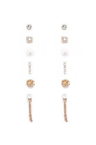 Forever21 Floral & Chain Stud Earring Set