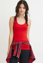 Forever21 Women's  Red Classic Ribbed Racerback Tank