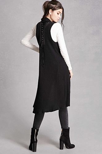 Forever21 Lace-up Back Longline Jacket
