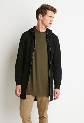 21 Men Longline Fishtail Hoodie