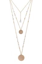 Forever21 Antique Gold & Grey Ornate Pendant Layered Necklace