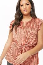 Forever21 Plus Size Tie-front Geo Print Top