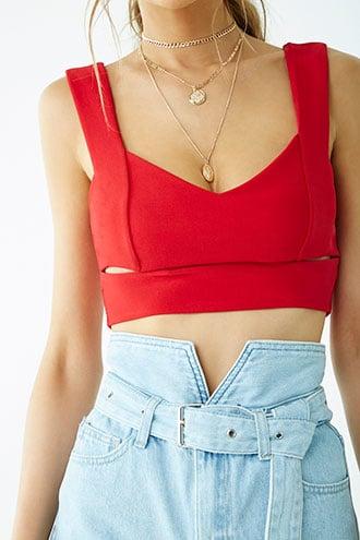 Forever21 Sleeveless Cutout Crop Top